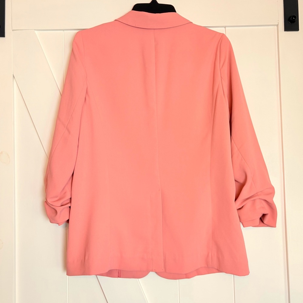 LC Lauren Conrad Mauve Pink Ruched Sleeve Single Button Blazer Size M - Picture 2 of 8